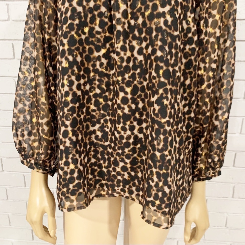 Sanctuary New Heights Metallic Animal Print‎ Blouse - Picture 3 of 10